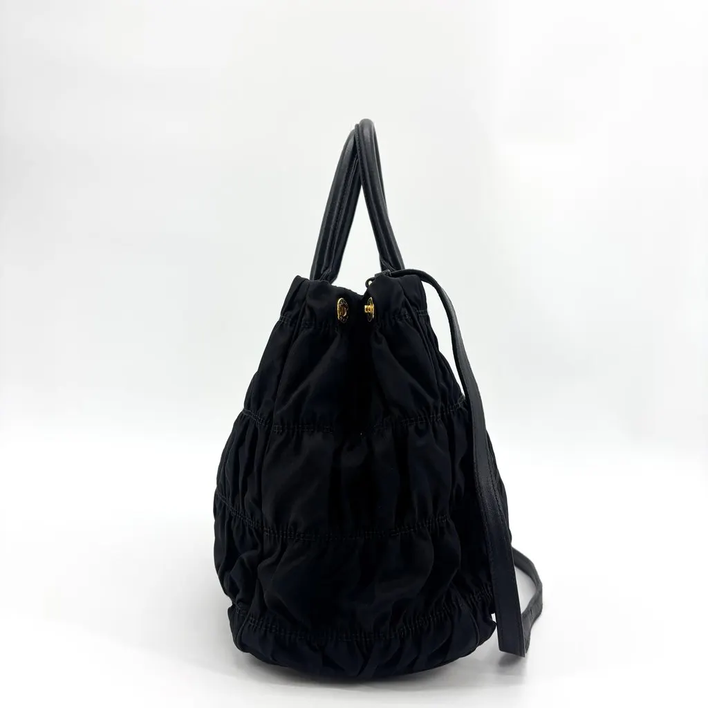 Prada Tessuto Gaufre 2way Tote Bag Black Black Polyamide Good - Inside View