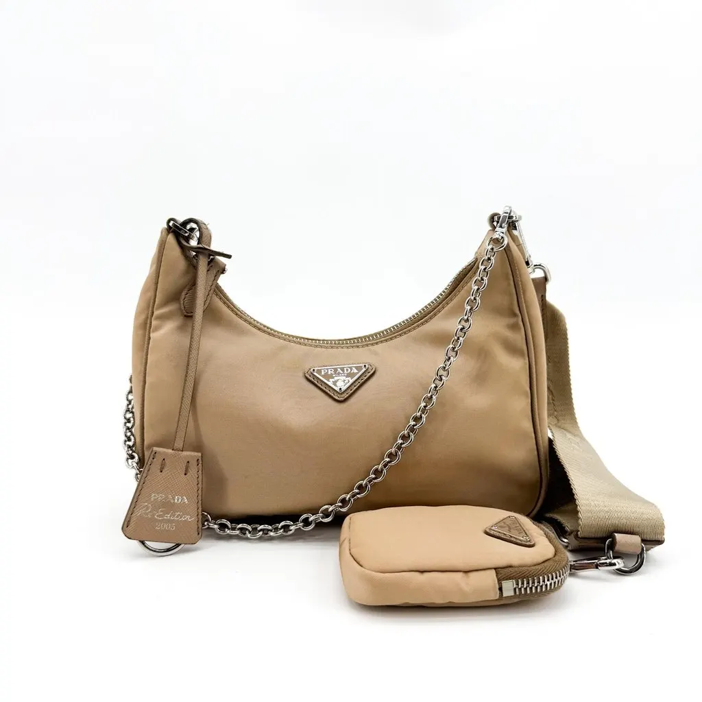 Prada Re-Edition 2005 Re-Nylon shoulder bag Beige Beige Polyamide Very good - Inside View