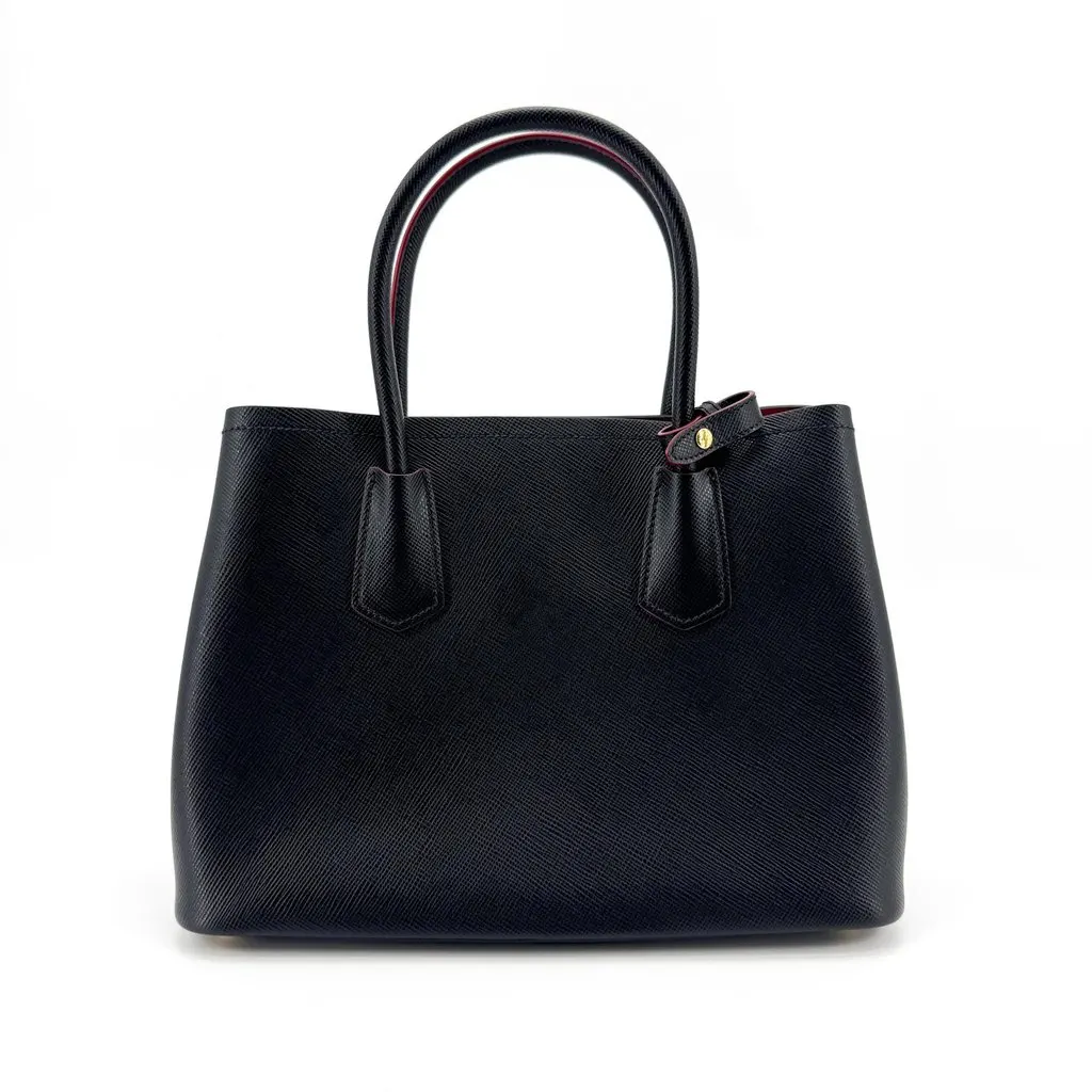 Prada Medium Saffiano Leather Double Bag Black Black Leather Very good - Inside View