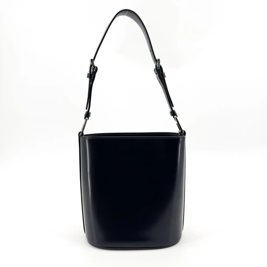 Prada Brushed Leather Bucket Bag Black Black Leather Very good - Model View