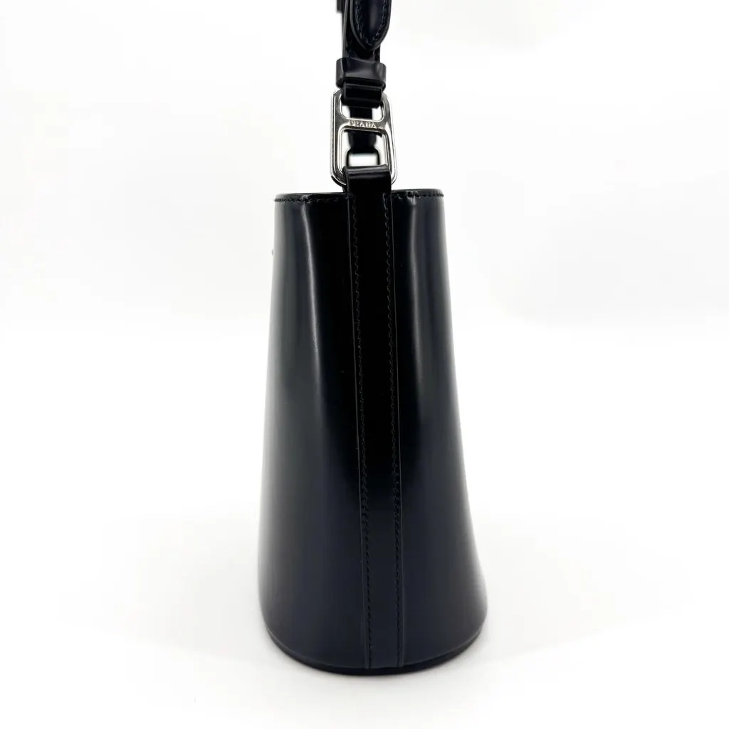 Prada Brushed Leather Bucket Bag Black Black Leather Very good - Box View