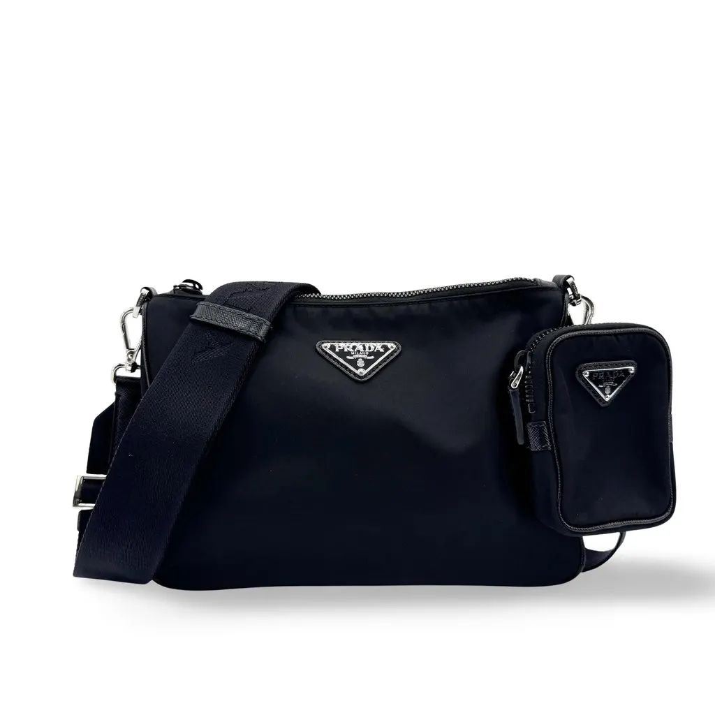 Prada Re-Edition 2005 Re-Nylon shoulder bag Black Black Polyamide Very good - Front View