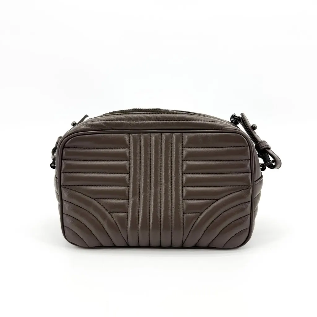 Prada Diagramme Leather Chain Shoulder Bag Dark Brown Brown Leather Good - Back View