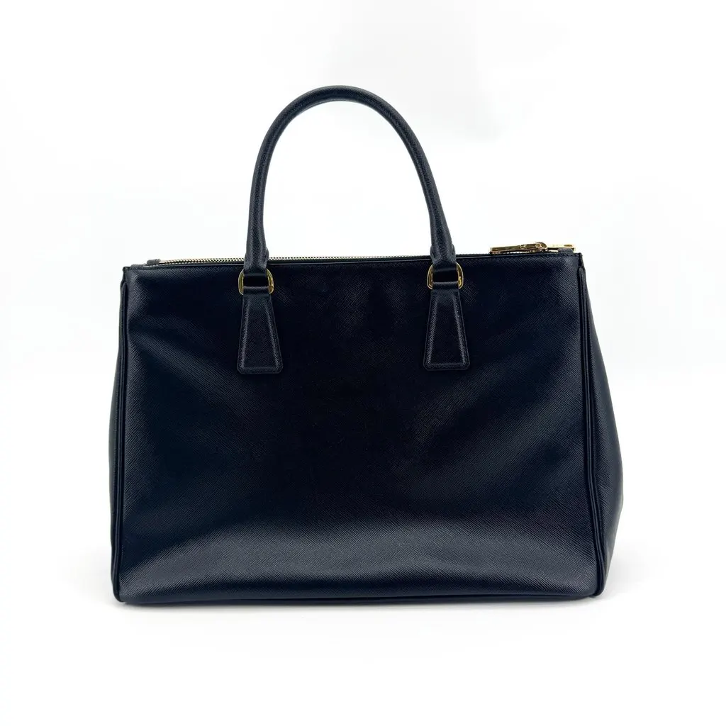 Prada Saffiano Galleria Medium Tote Bag Black Gold Black Leather Very good - Inside View