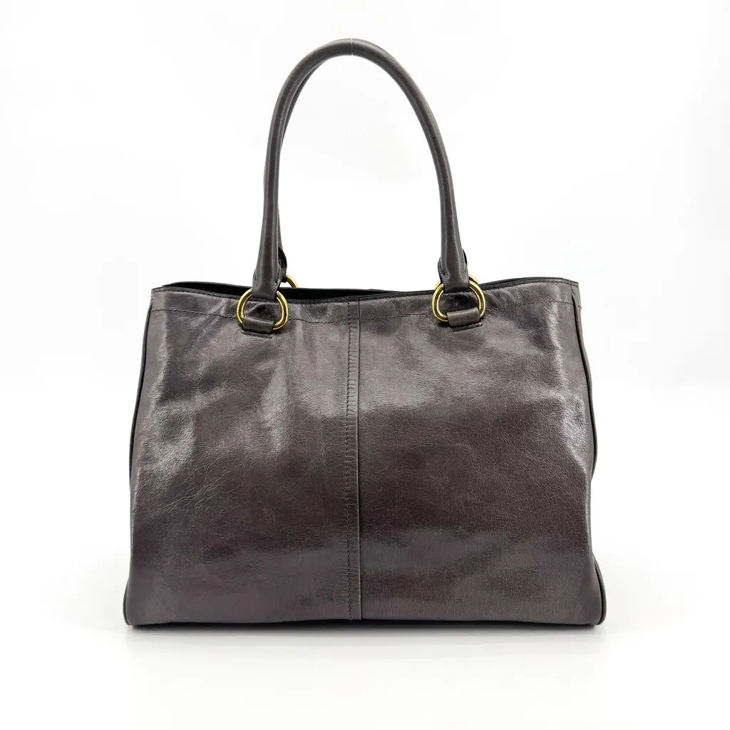 Prada Vitello Shine Tote Bag Dark Gray Gold MultiColor Leather Very good - Inside View