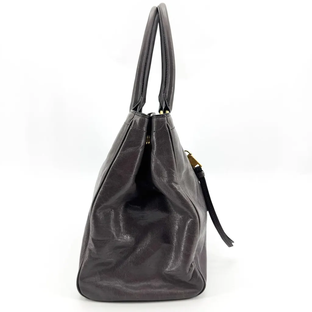 Prada Vitello Shine Tote Bag Dark Gray Gold MultiColor Leather Very good - Box View
