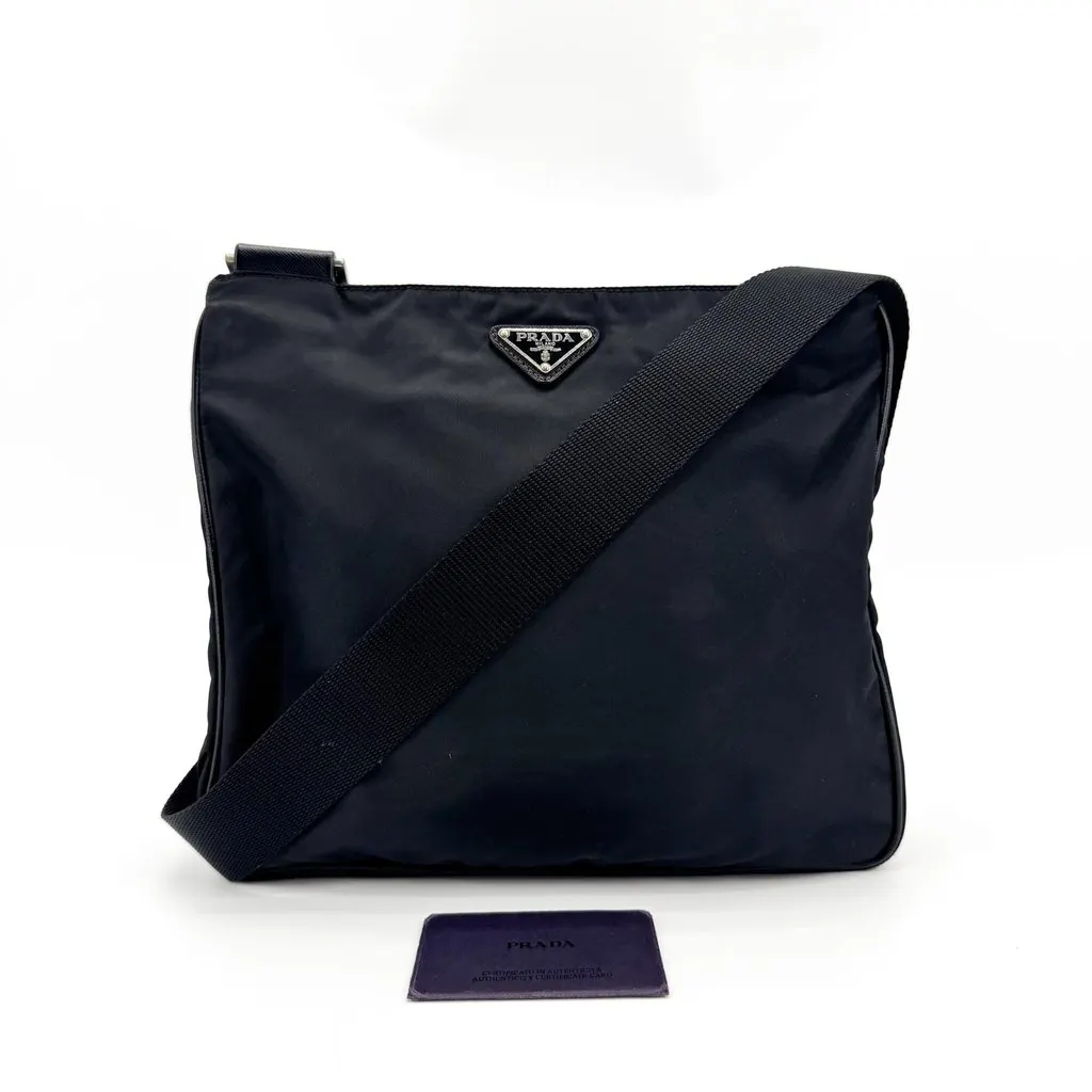 Prada Re-Nylon Tessuto Crossbody Bag Black Black Polyamide Good - Back View