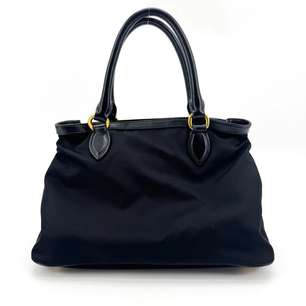 Prada Tessuto Saffiano Tote Bag Black Black Polyamide Good - Inside View