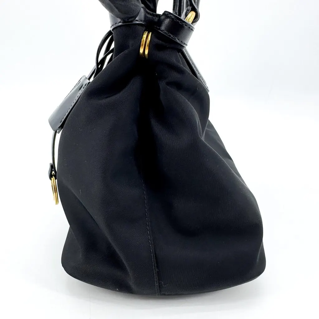Prada Tessuto Saffiano Tote Bag Black Black Polyamide Good - Model View