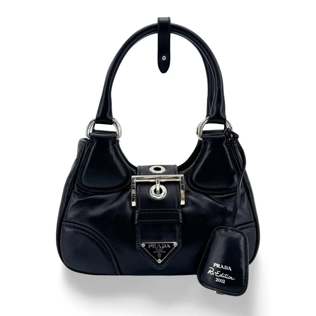 Prada Re-Edition 2002 Leather Shoulder Bag Black Black Leather Very good - Front View