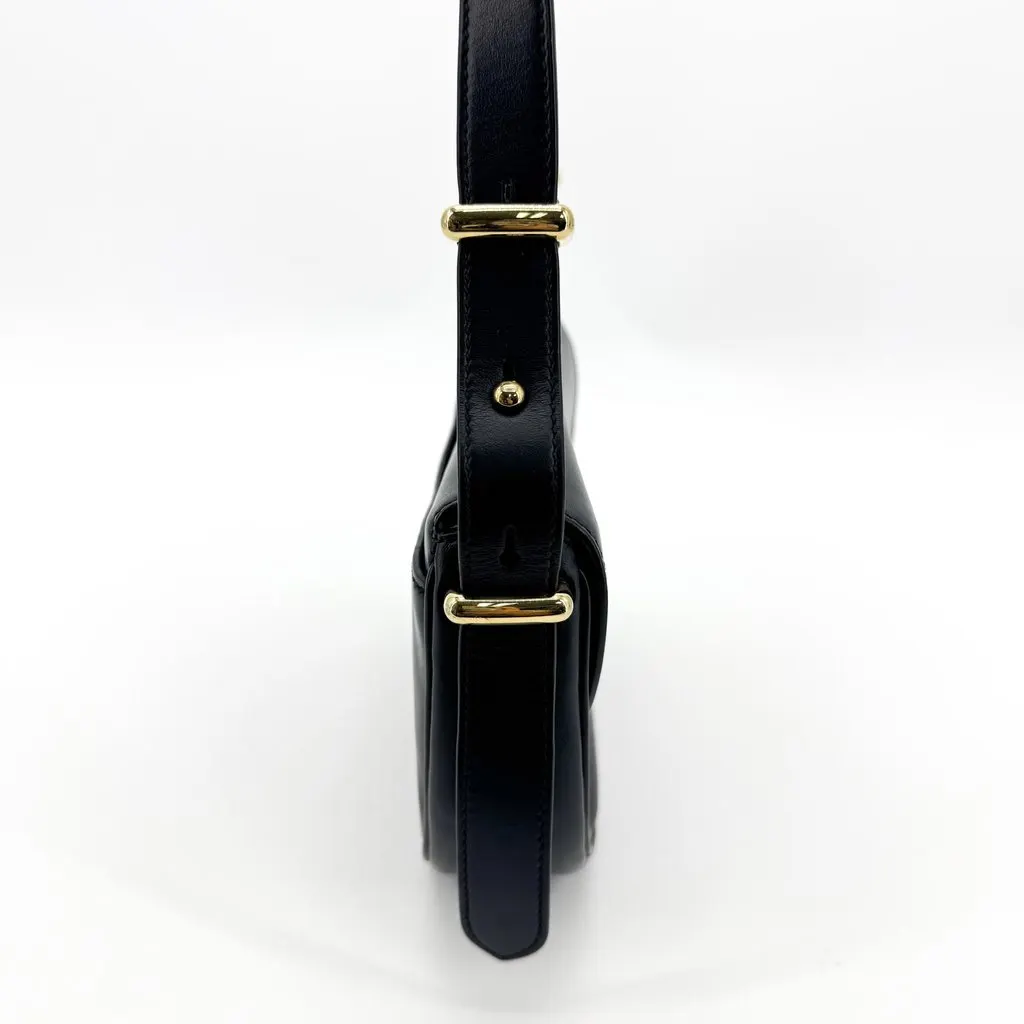 Prada Cleo Brushed Leather Flap Shoulder Bag Black Gold Hardware Black Leather Very good - Inside View