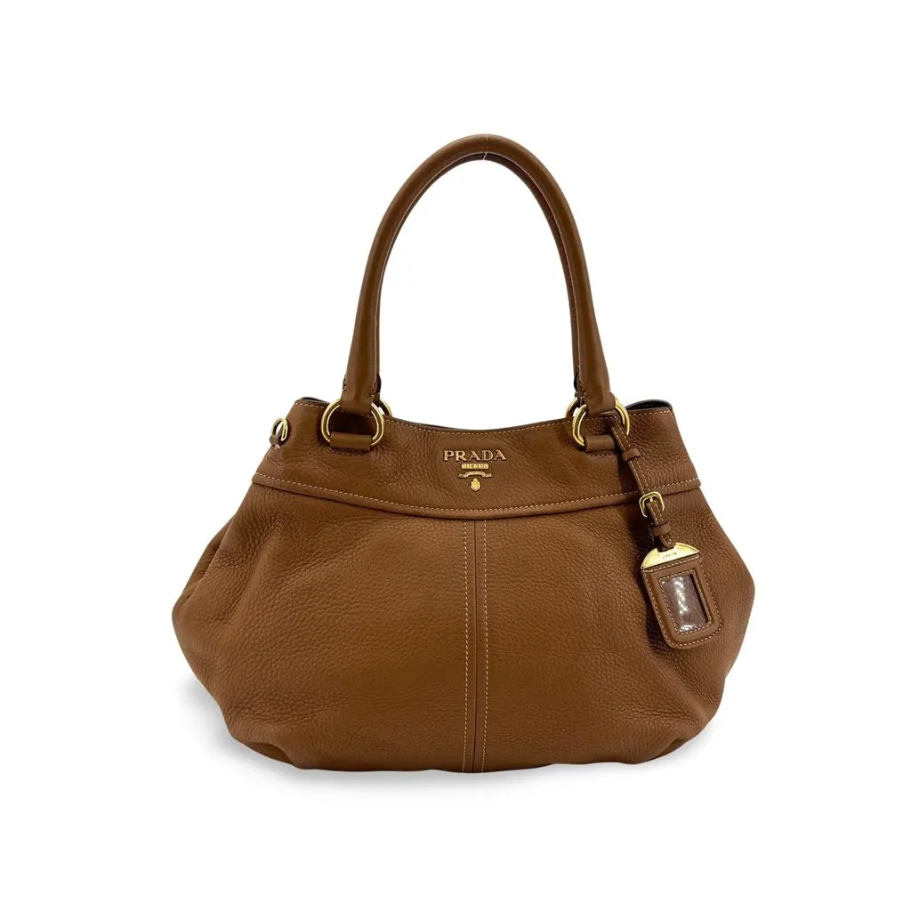 Prada Vitello Daino Tote Bag Brown Brown Leather Very good - Front View