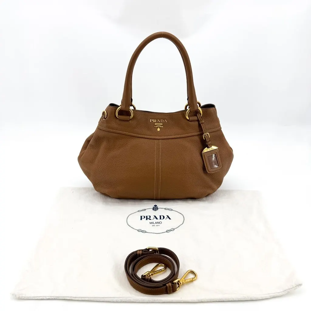 Prada Vitello Daino Tote Bag Brown Brown Leather Very good - Back View