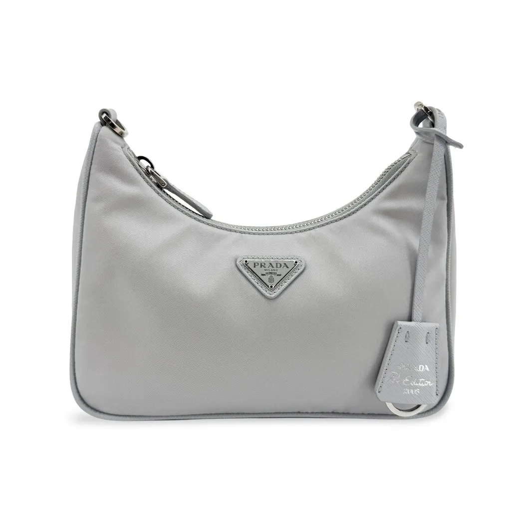 Prada Re-Edition 2005 Re-Nylon Shoulder Bag Gray MultiColor Polyamide Good - Front View