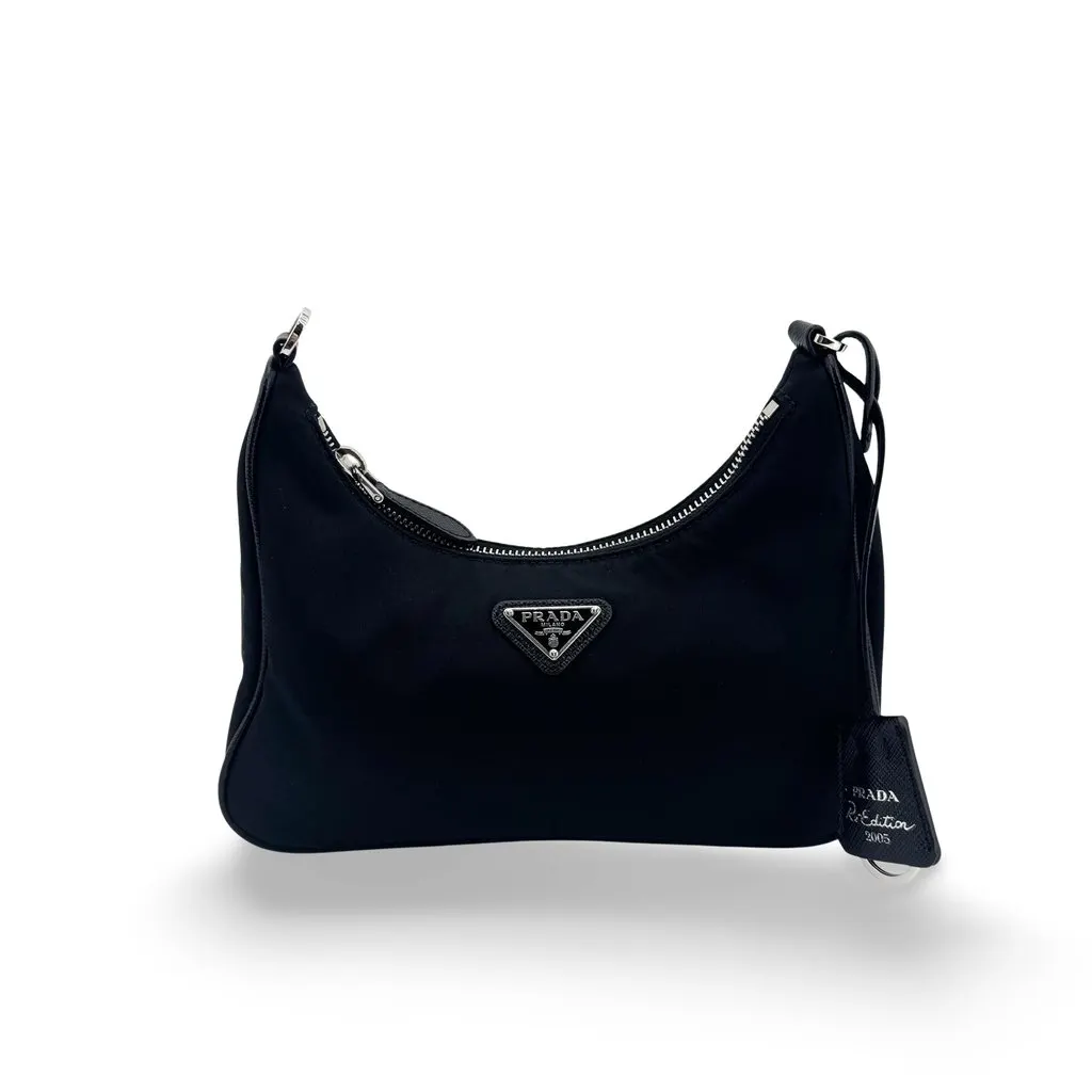 Prada Re-Edition 2005 Re-Nylon Mini Bag Black Black Polyamide Good - Front View