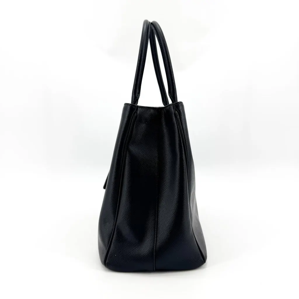 Prada Galleria Saffiano Leather Medium Bag Black Gold Black Leather Very good - Model View