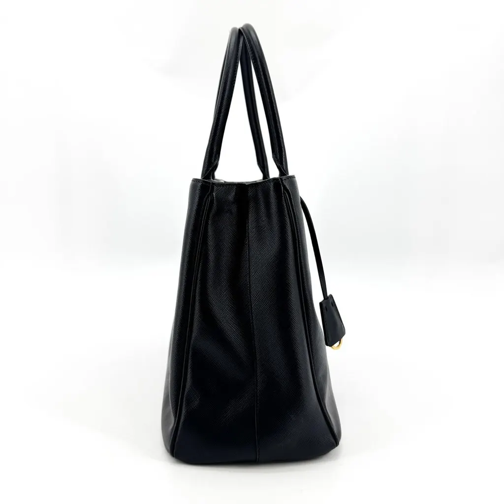 Prada Galleria Saffiano Leather Medium Bag Black Gold Black Leather Very good - Box View