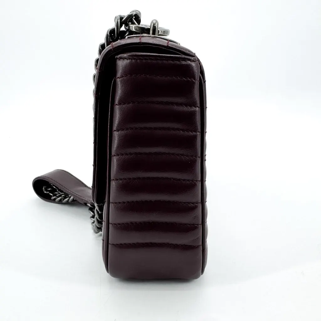 Prada Diagramme Medium Shoulder Bag Burgundy Silver Burgundy Leather Good - Inside View