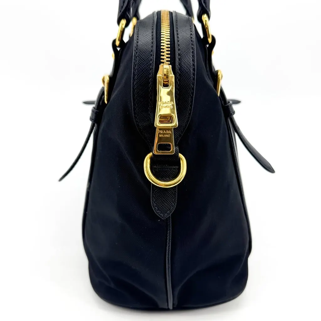 Prada Tessuto Saffiano Dome Tote Bag Black Gold Black Polyamide Very good - Box View