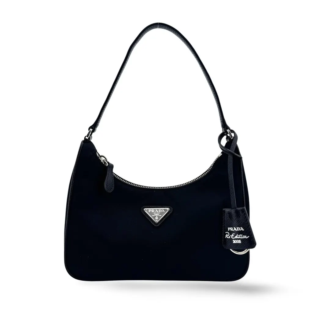 Prada Re-Edition 2005 Re-Nylon Mini Bag Black Black Polyamide Good - Front View