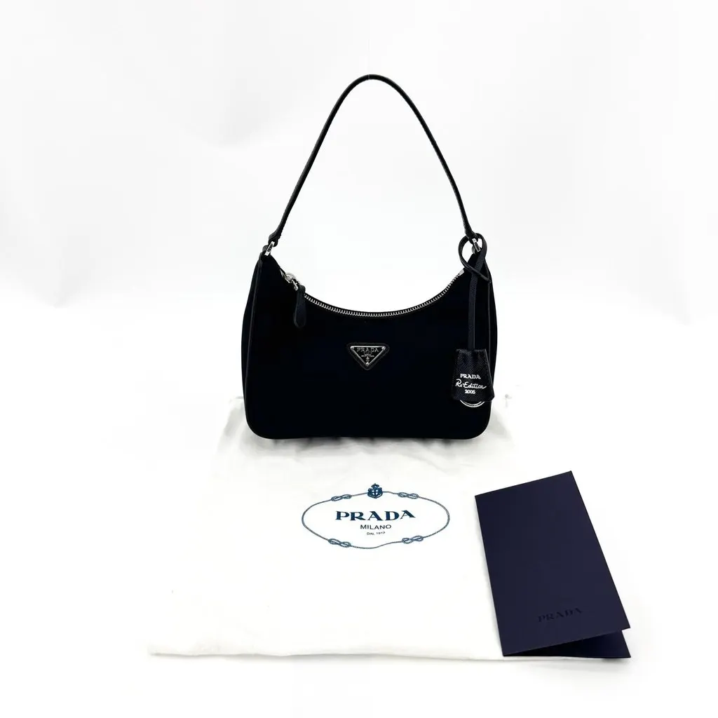 Prada Re-Edition 2005 Re-Nylon Mini Bag Black Black Polyamide Good - Back View