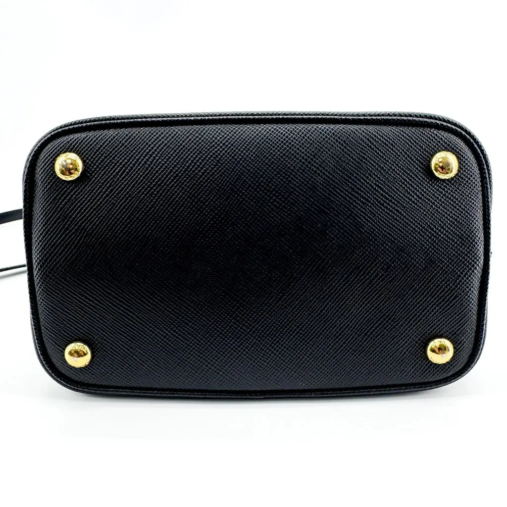 Prada Small Saffiano Leather Panier Bag Black Black Leather Good - Model View
