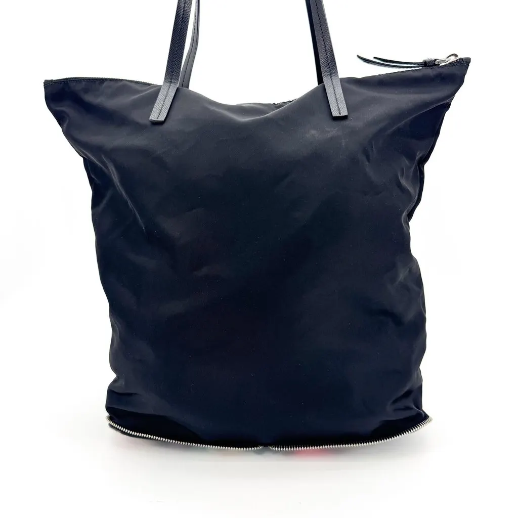 Prada Tessuto Nylon Foldable Tote Bag Black Black Polyamide Good - Back View