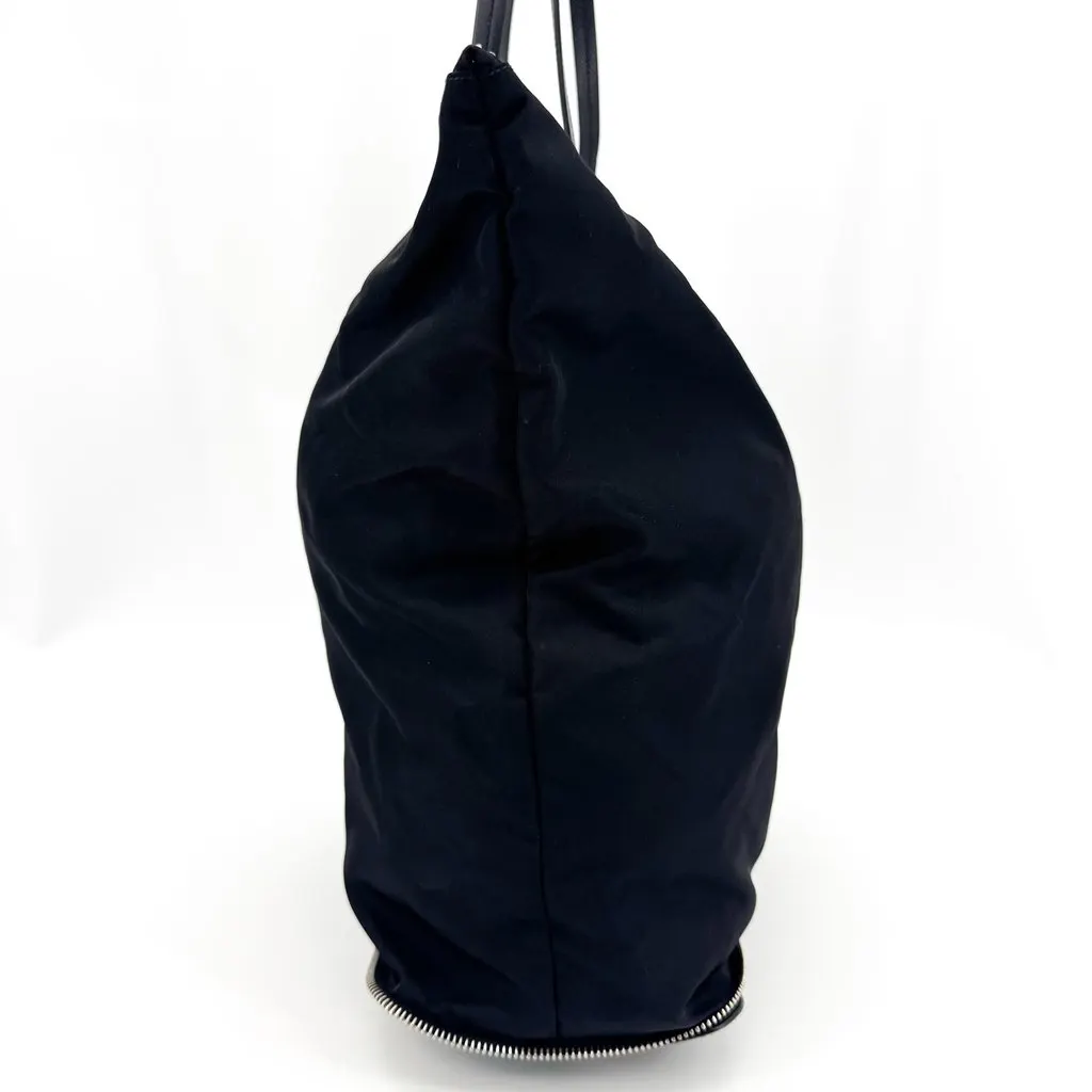 Prada Tessuto Nylon Foldable Tote Bag Black Black Polyamide Good - Model View