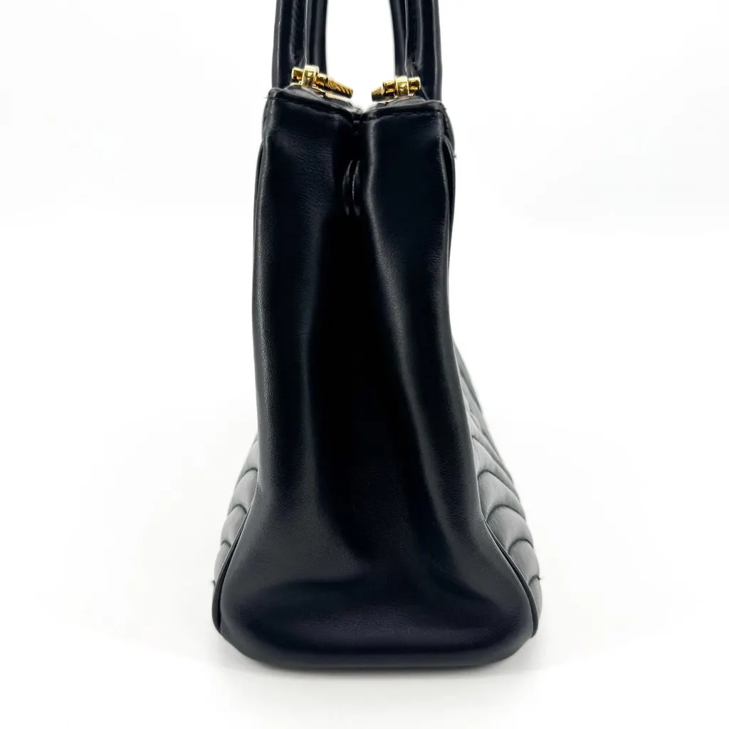 Prada Diagramme Medium Leather Tote Bag Black Gold Black Leather Very good - Box View