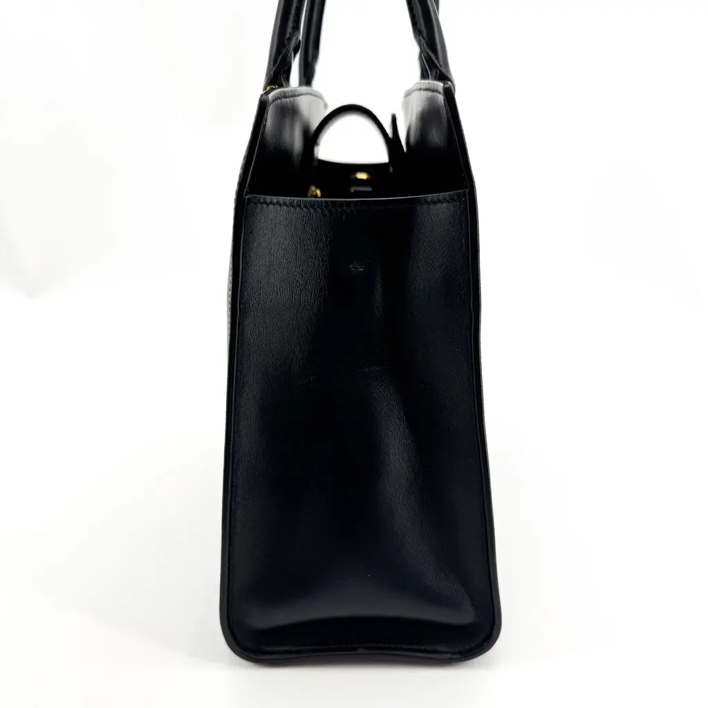 Prada Saffiano Lux Medium Tote Bag Black Gold Black Leather Good - Box View