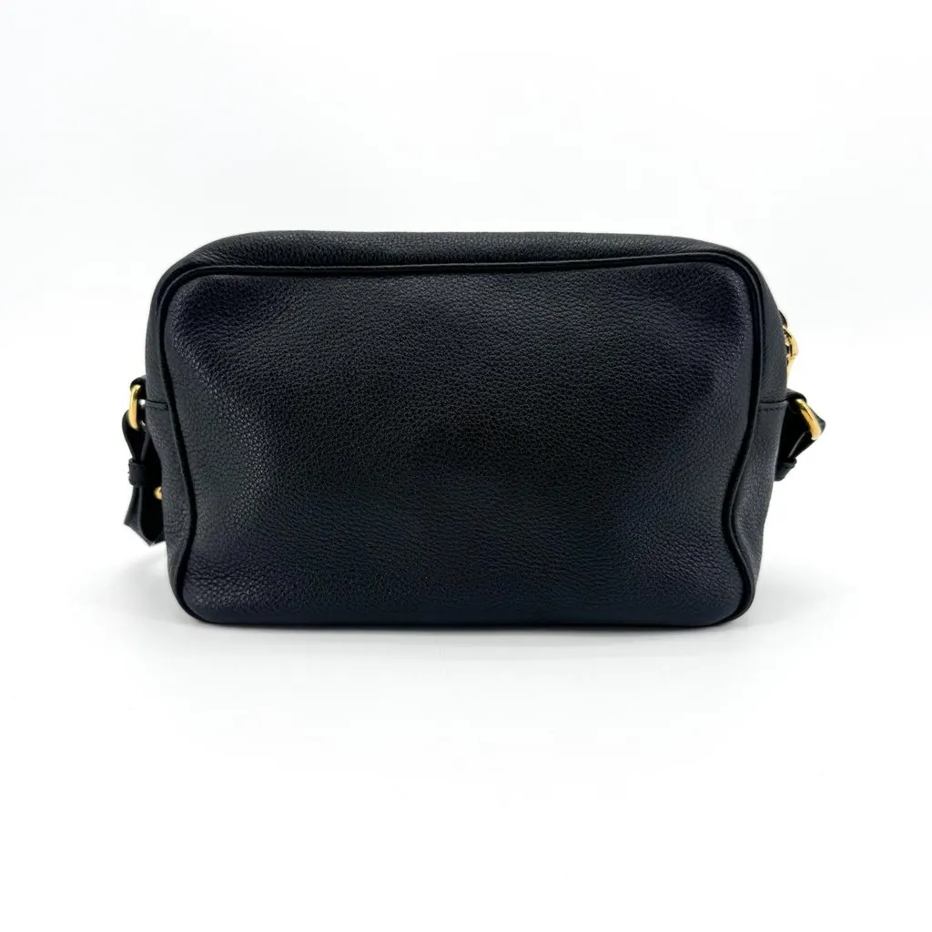Prada Vitello Phenix Leather Camera Bag Black Gold Black Leather Very good - Back View