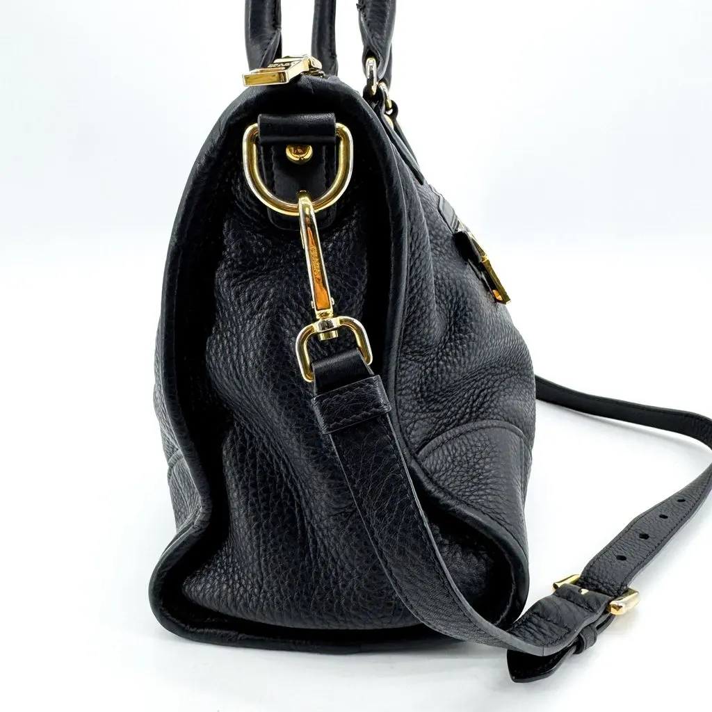 Prada Vitello Phenix Tote Bag Black Gold Black Leather Good - Box View