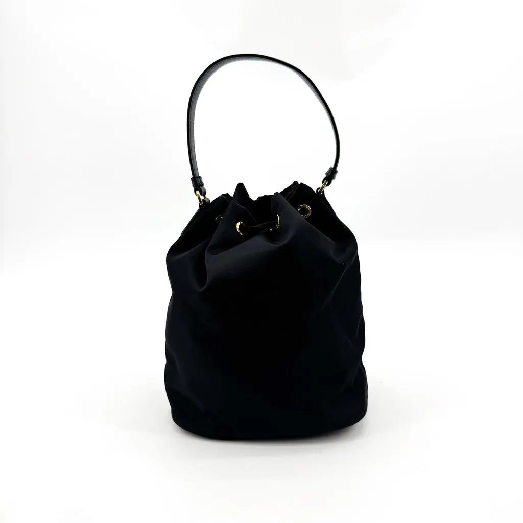 Prada Re-Nylon Duet Bucket Bag Black Gold Black Polyamide Good - Back View