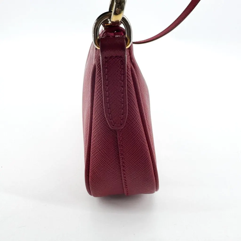 Prada Saffiano Leather Mini Shoulder Bag Red Red Leather Good - Model View