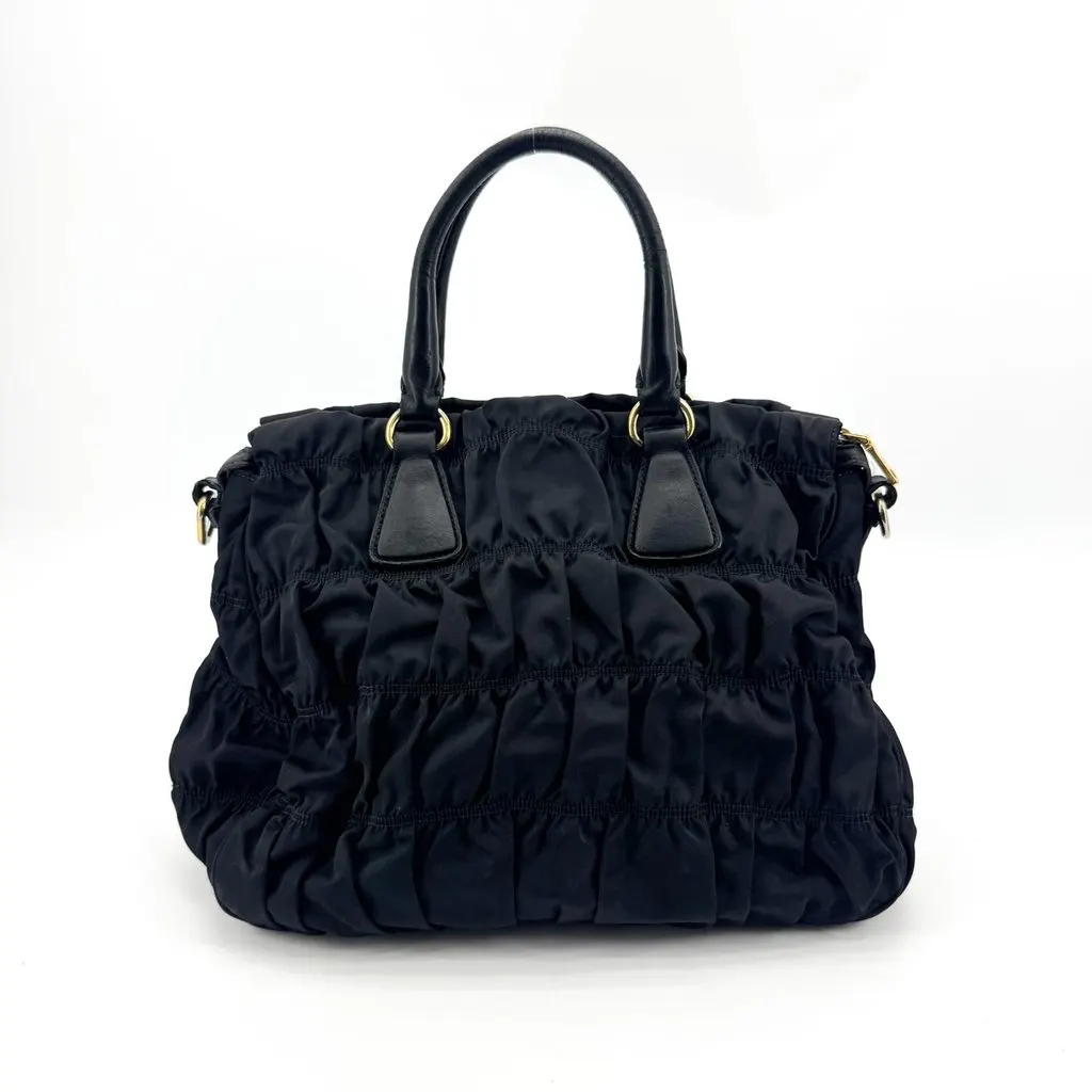 Prada Tessuto Gaufre Tote Bag Black Black Polyamide Good - Inside View