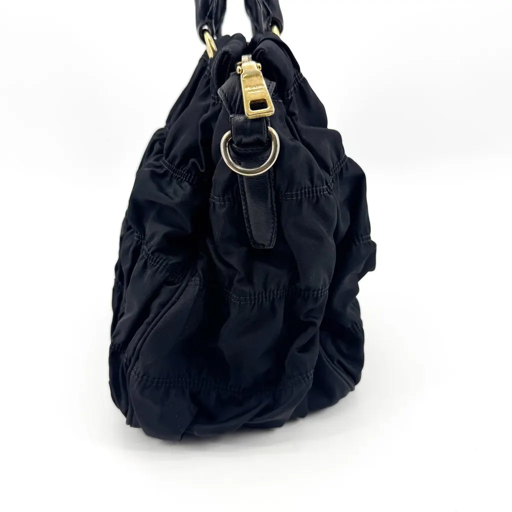 Prada Tessuto Gaufre Tote Bag Black Black Polyamide Good - Box View