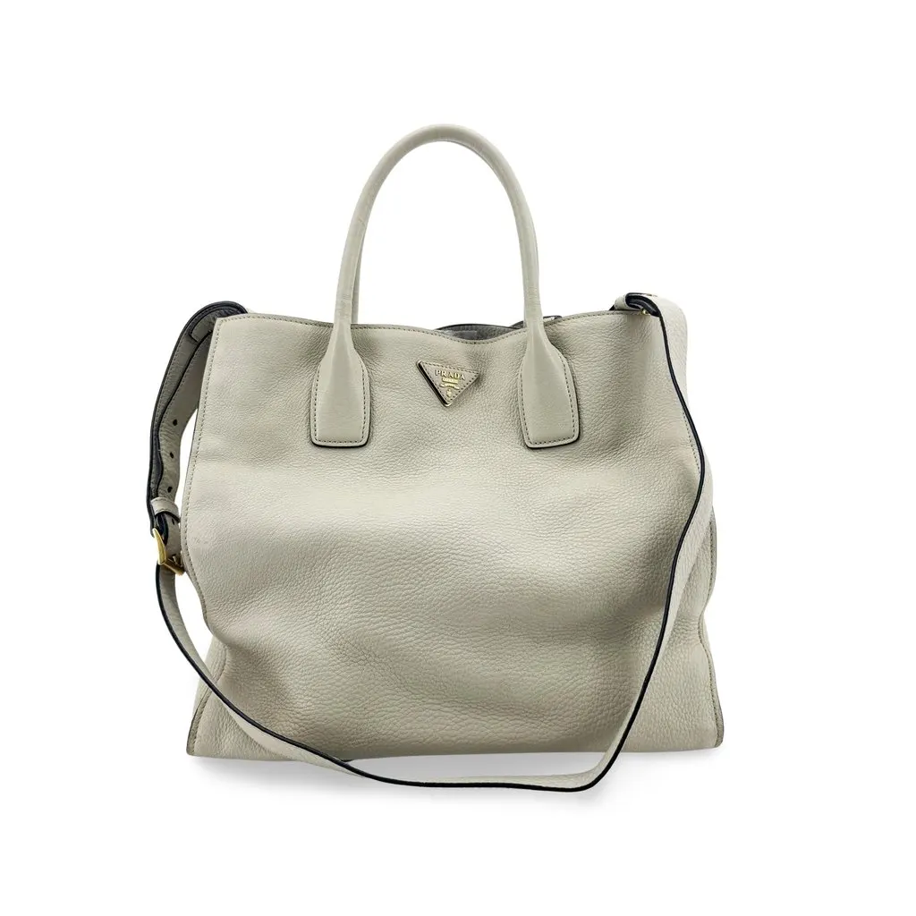 Prada Vitello Phenix Tote Bag Talco MultiColor Leather Fair - Front View