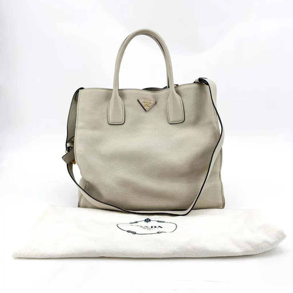 Prada Vitello Phenix Tote Bag Talco MultiColor Leather Fair - Back View