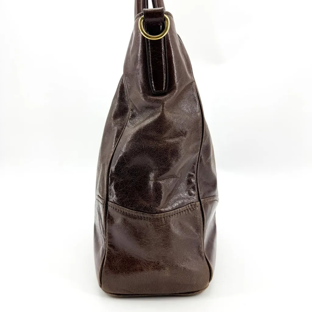 Prada Vitello Shine Tote Bag Brown Brown Leather Very good - Model View