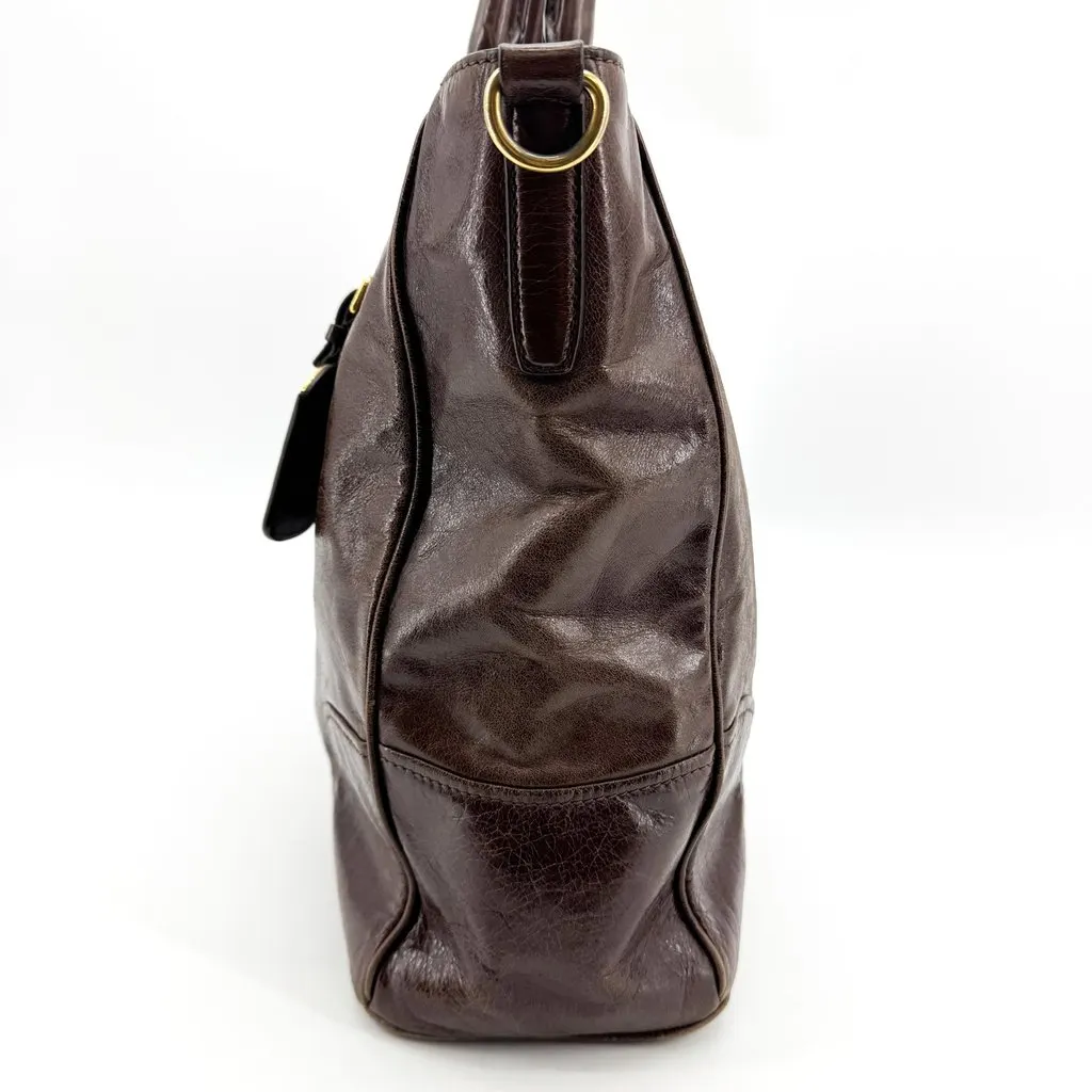 Prada Vitello Shine Tote Bag Brown Brown Leather Very good - Box View