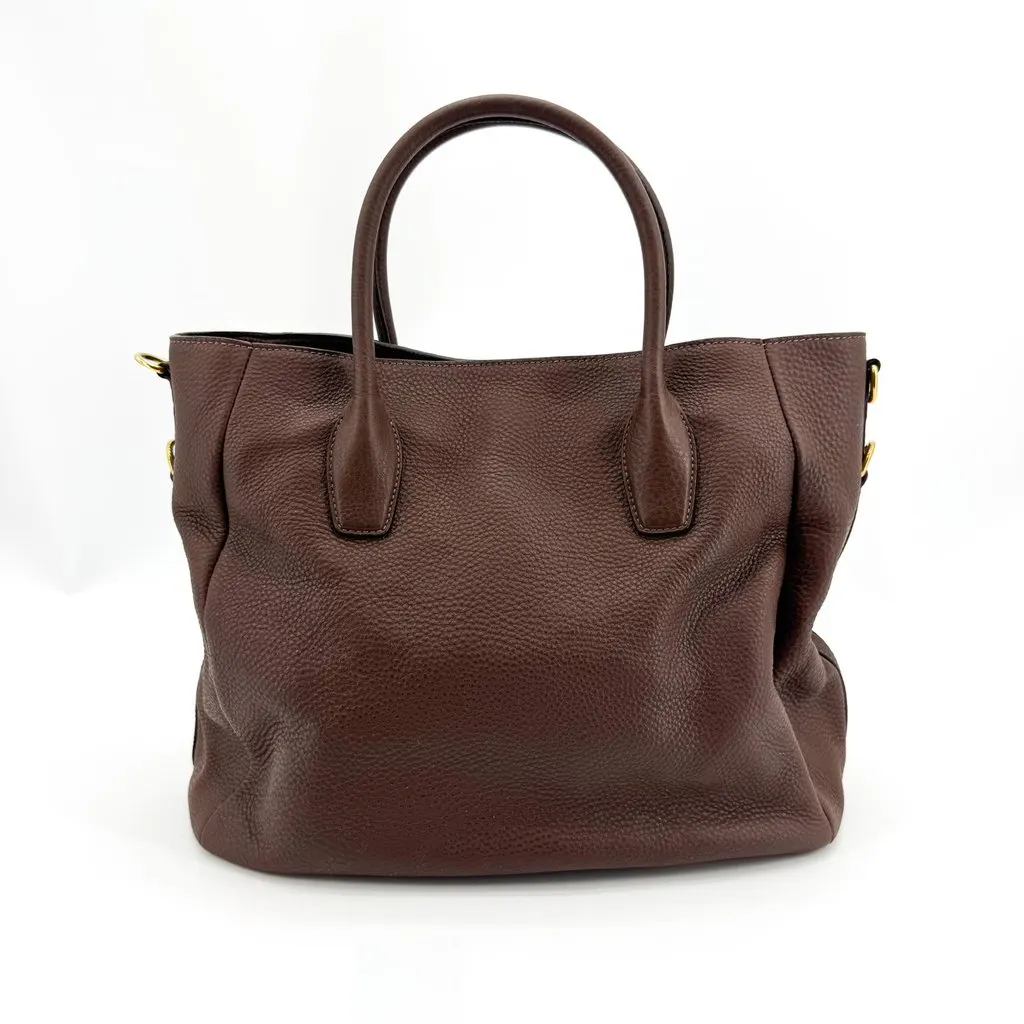 Prada Vitello Phenix Tote Bag Brown Brown Leather Good - Inside View