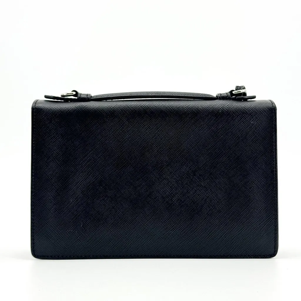 Prada Saffiano Lux Mini Top Handle Shoulder Bag Black Black Leather Very good - Inside View