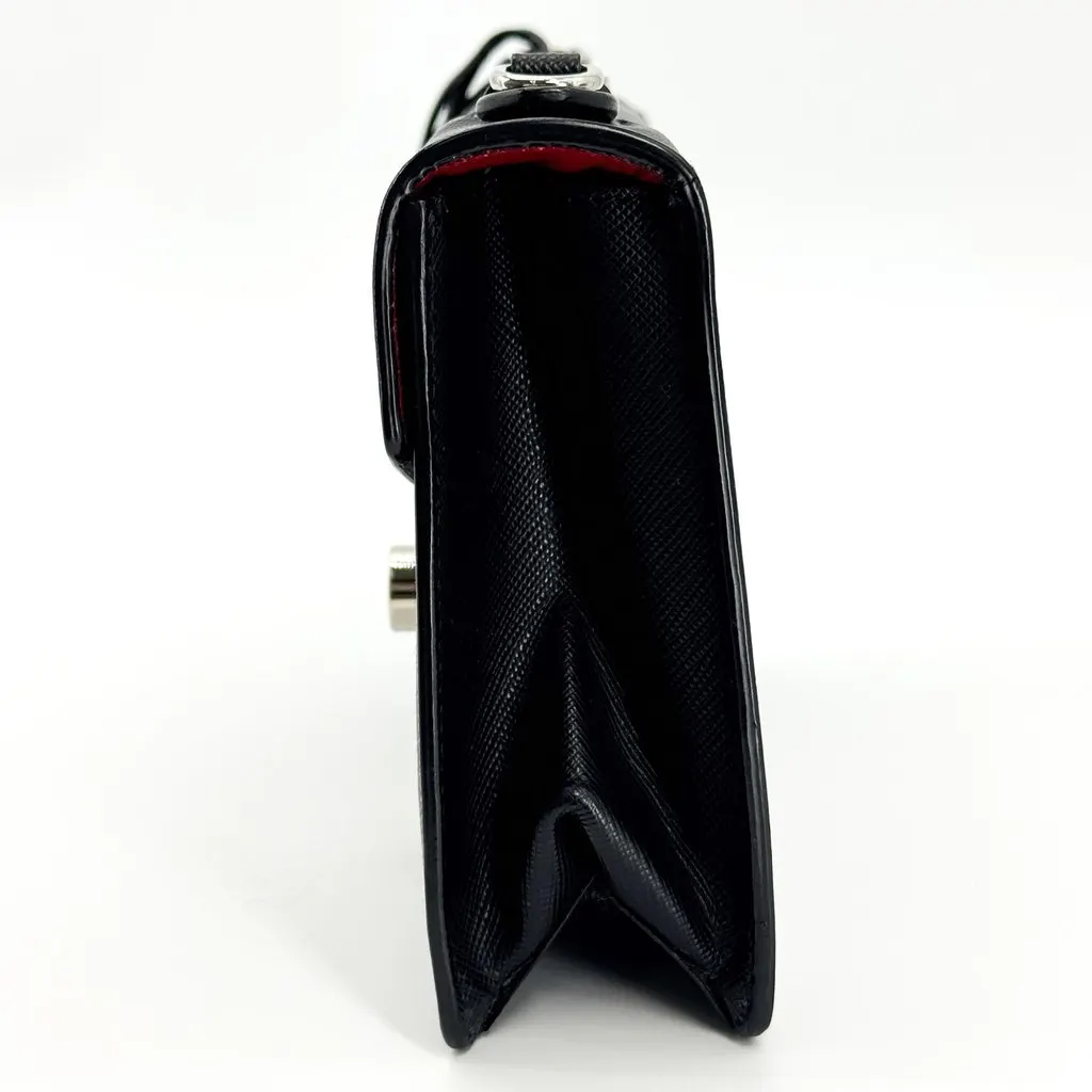 Prada Saffiano Lux Mini Top Handle Shoulder Bag Black Black Leather Very good - Model View