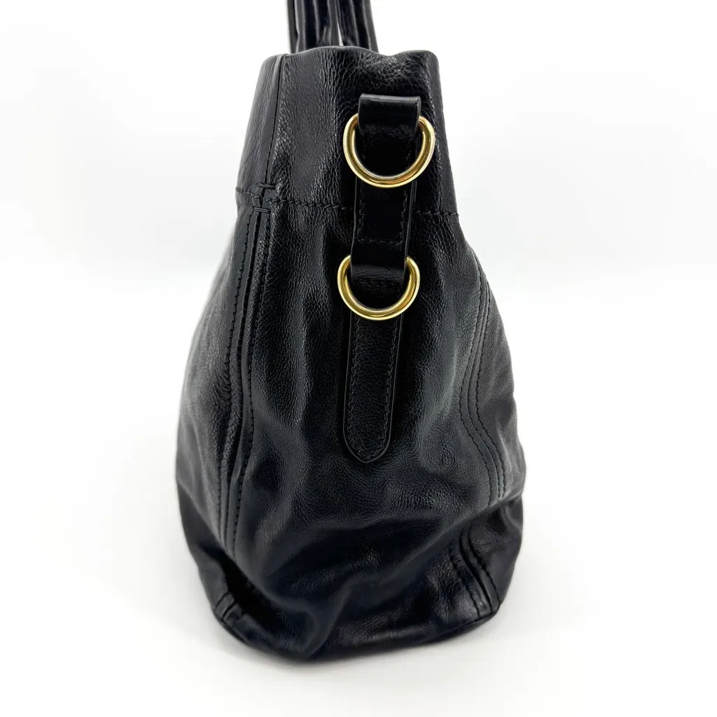 Prada Vitello Daino Tote Bag Black Gold Black Leather Good - Box View