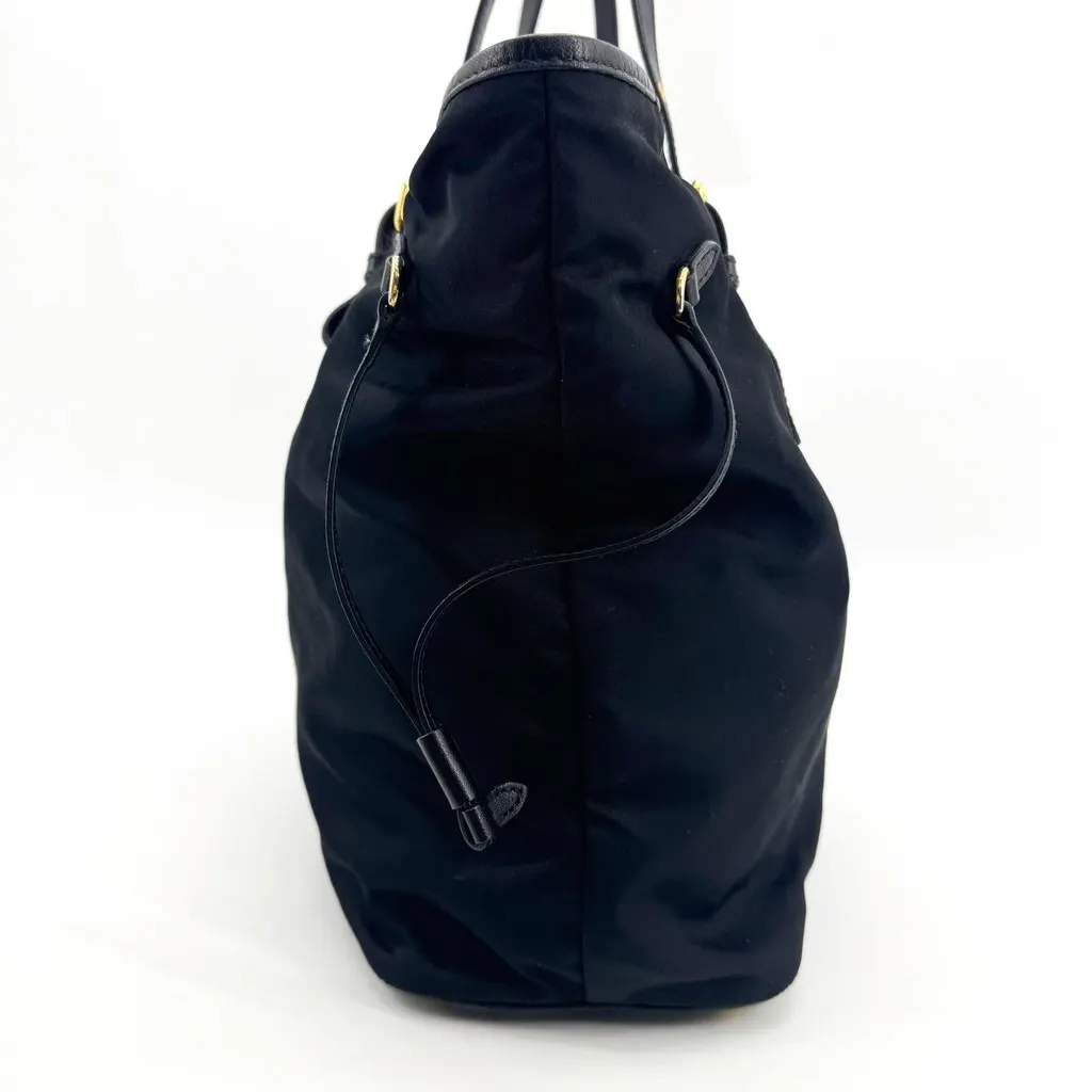 Prada Tessuto Nylon Saffiano Shoulder Tote Bag Black Gold Black Polyamide Good - Box View