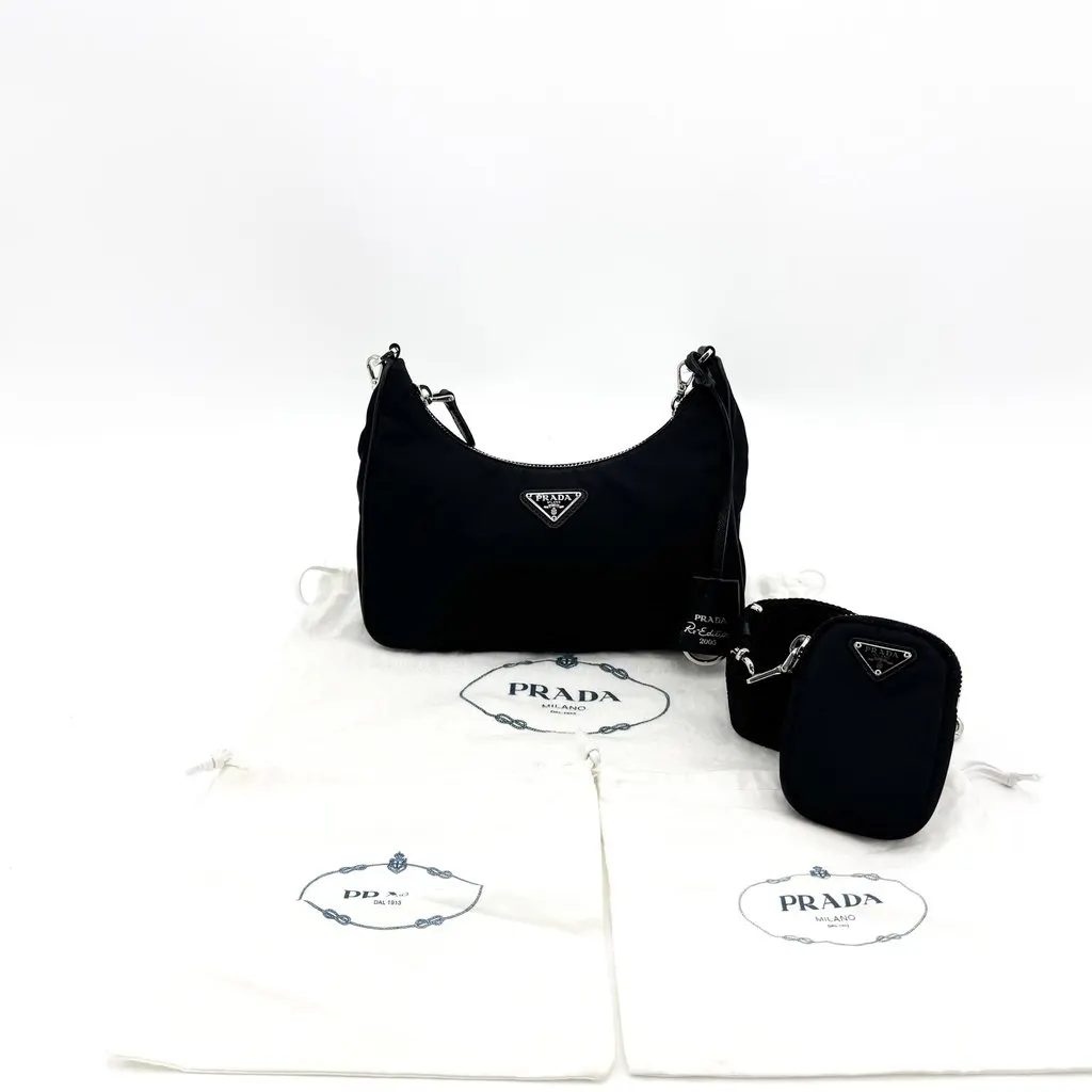 Prada Re-Edition 2005 Re-Nylon Shoulder Bag Black Black Polyamide Very good - Back View