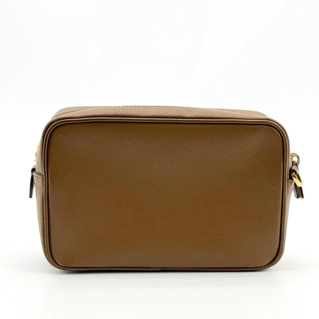 Prada Saffiano Shoulder Bag Brown Brown Leather Good - Inside View