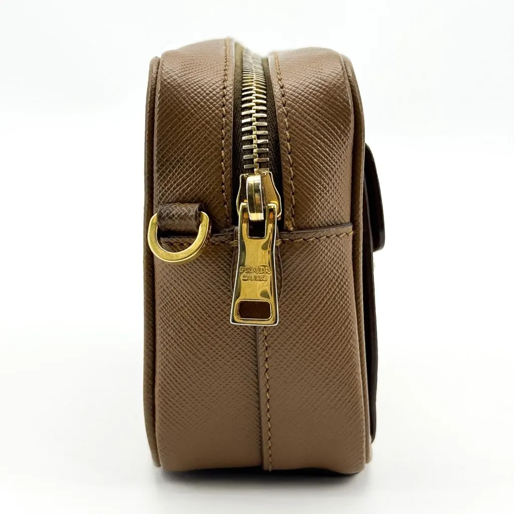Prada Saffiano Shoulder Bag Brown Brown Leather Good - Box View
