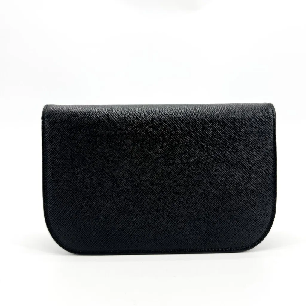 Prada Saffiano Leather Mini Shoulder Bag Black Gold Black Leather Fair - Inside View