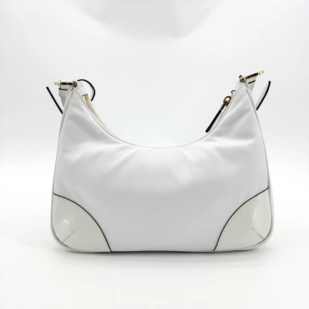Prada Re-Edition 2002 Nylon and Brushed Leather Shoulder Bag White Gold Gold Polyamide Very good - Inside View